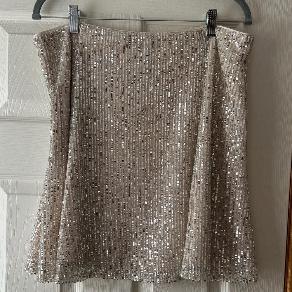 LOFT Shimmering Sequin Mini Skirt in Silver